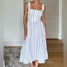 NEW Reformation Tagliatelle Linen tank midi striped Dress sz 6