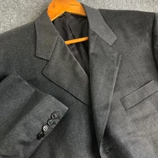 Canali Blazer Jacket Mens US 46R EU 56R Gray 100% Wool Worsted Two Button Italy