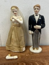 Napco Wedding Cake Topper Bride & Groom Figurine Vintage 1950 BROKEN ARM