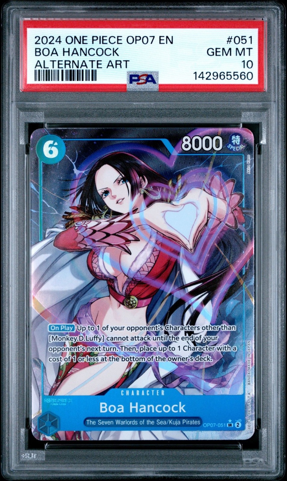 2024 One Piece OP07 En Boa Hancock Alternate Art #051 PSA 10 Gem
