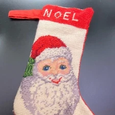 Mini Christmas Santa Clause Stocking Needlepoint