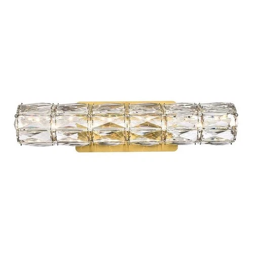 Elegant Lighting Valetta 18" Metal and Crystal LED Linear Wall Sconce in Gold - Picture 1 of 8