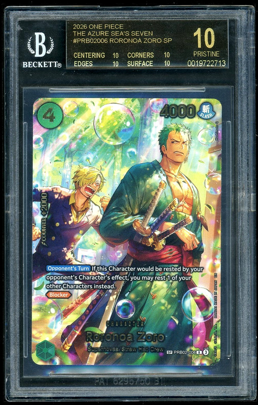 One Piece Roronoa Zoro 2026 The Azure Sea's Seven SP BGS Black Label 10 