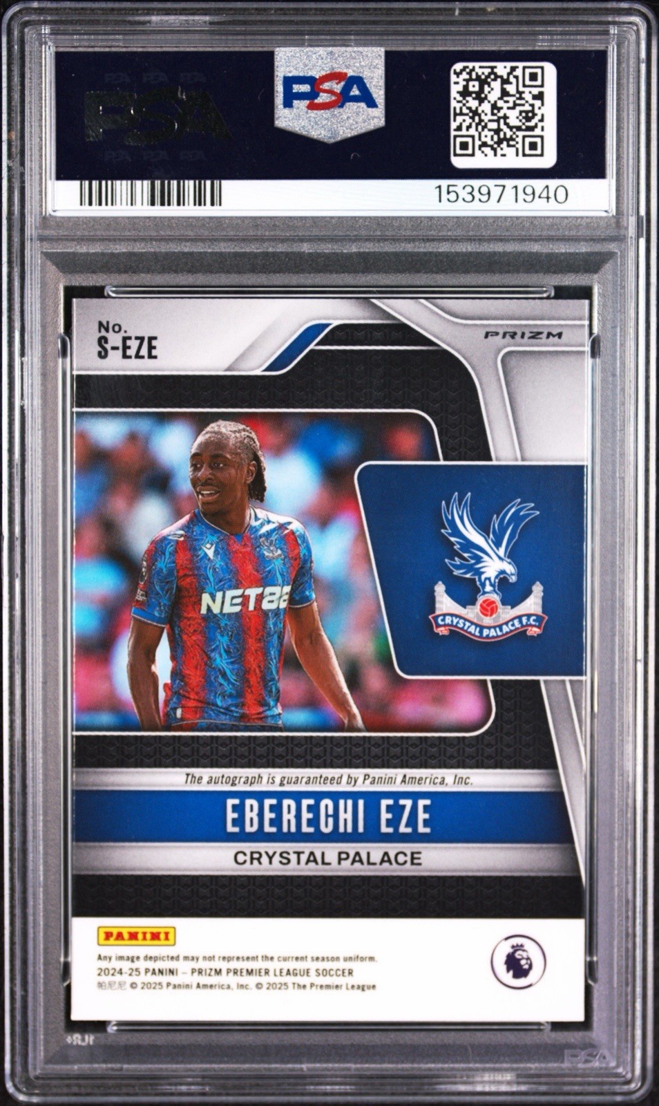 2024-25 Panini Prizm EPL Eberechi Eze Red Stars Auto - PSA 10 - Arsenal - SSP view 2