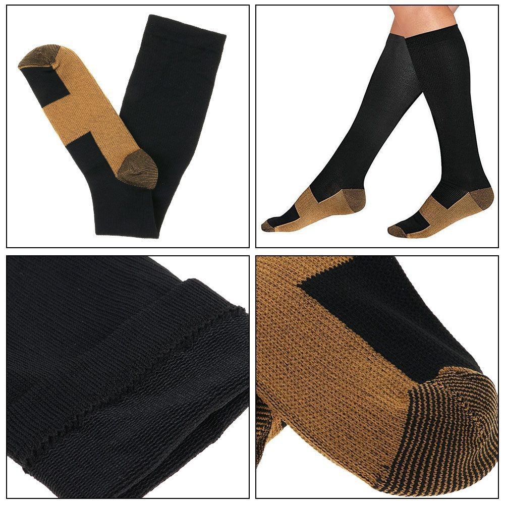 3 Pairs Copper Compression Socks for Men Women 20-30 mmHg Knee High Stockings