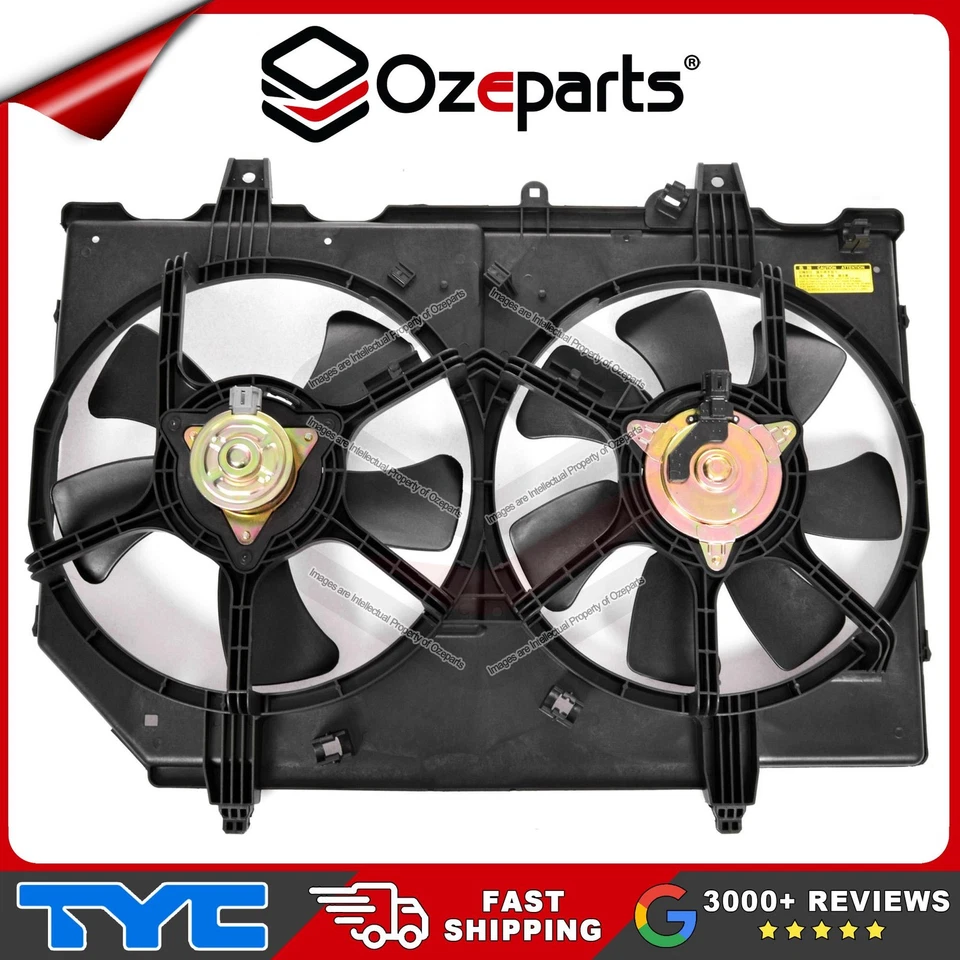 AC + Radiator Cooling Thermo Fan Assy Dual For Nissan XTrail X-Trail T30 03~07 - Image 2 of 4