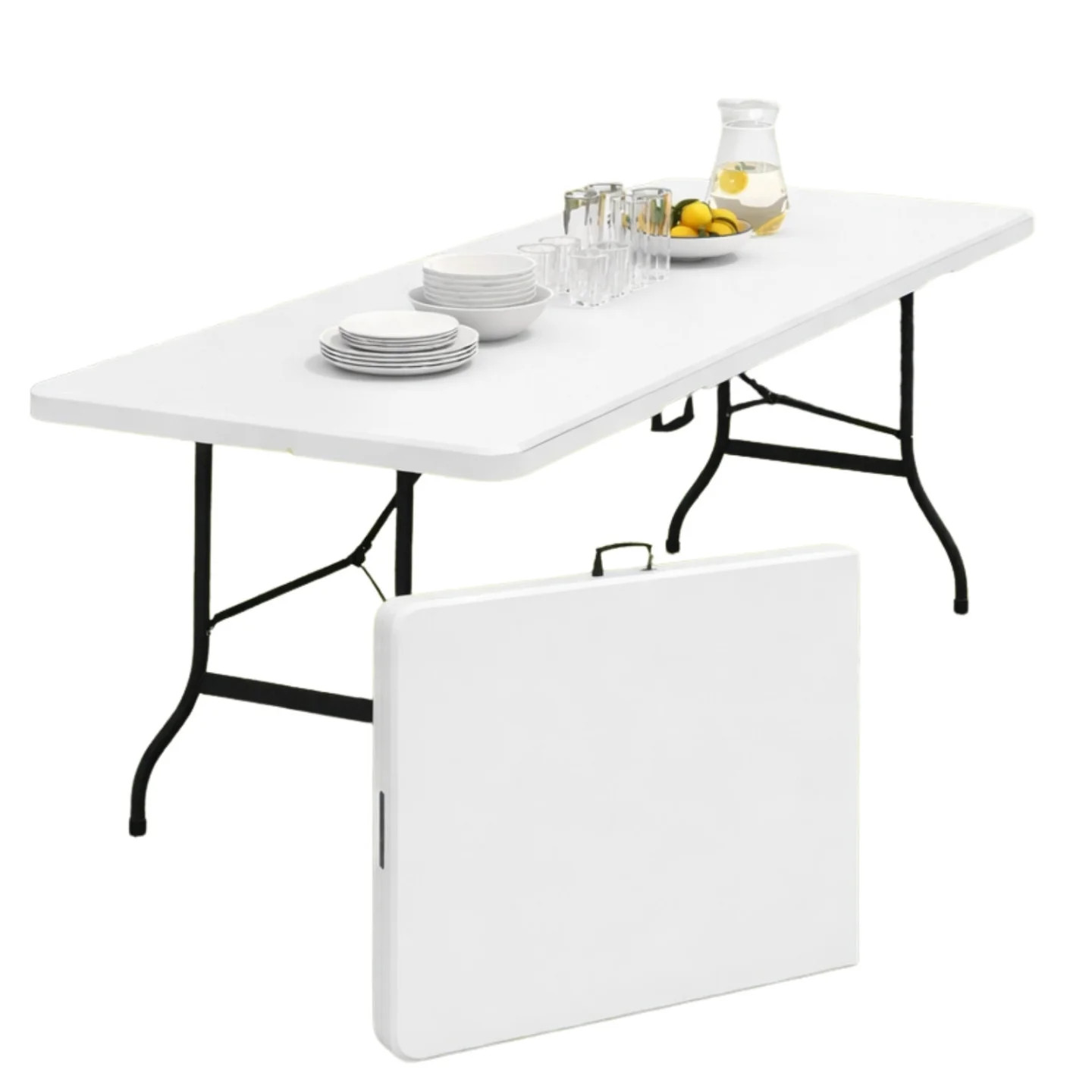Table pliante 180 cm blanche d'appoint portable pour réception et buffet