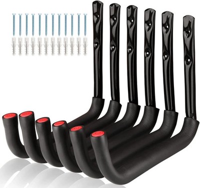 Heavy Duty Storage Ladder Hooks 6 Pack Wall Mount Rack Holds 50 lbs*