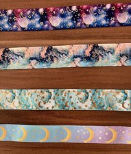 Ripsband Webband Mond Und Sterne Mit Gold Glänzend Ca. 17,5 M