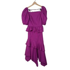 Ulla Johnson Marie Ruffled Midi Dress Orchid Asymmetric Open Back 2 Preowned