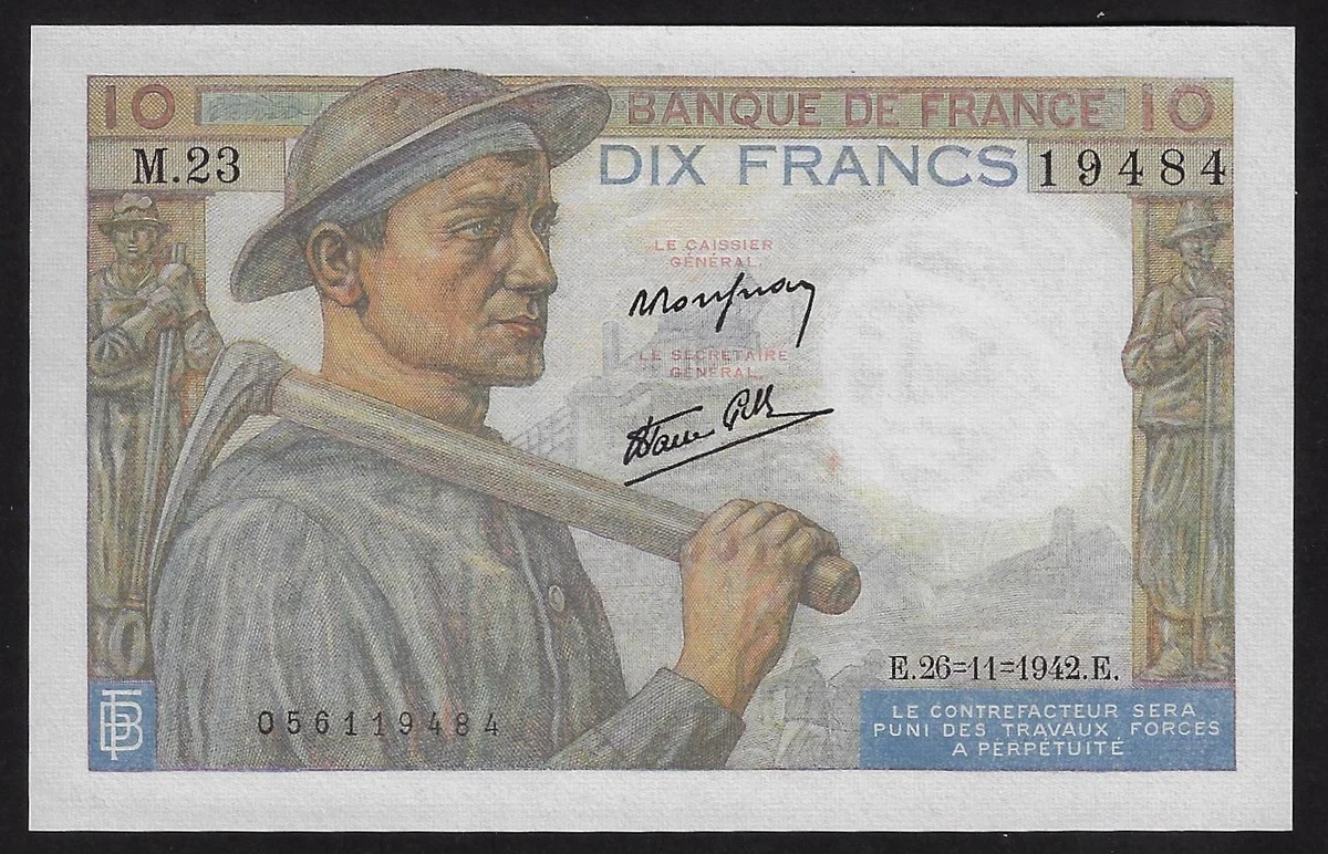 未曾流通法国纸币1942 年| eBay
