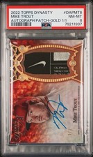2022 TOPPS DYNASTY MIKE TROUT AUTOGRAPH PATCH LAUNDRY TAG GOLD 1/1 PSA 8
