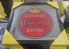 Miroir imprimé CERVEZA CORONA EXTRA cadre noir élégant bureau bar salle de jeux dortoir