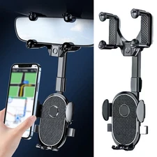 360° Rotatable And Retractable Car Phone Holder Rearview Mirror CW