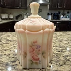 Fenton Burmese Uranium Rose Candy Jar w/Lid -Signed Shelly Hopkins