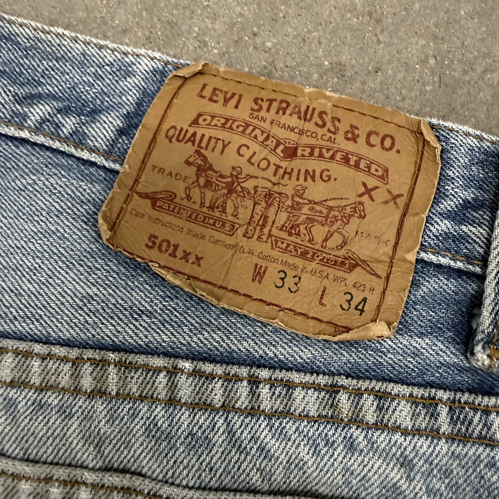 Vintage 90s Levi’s 501xx Patchwork Distressed Den… - image 7