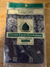 Vintage Northwest Territory BLUE Bandanas 100 Cotton Extra Large NEW