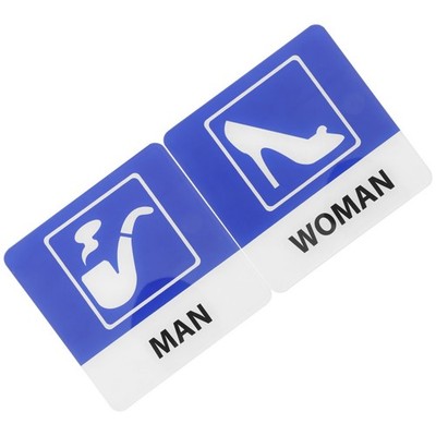 2Pcs Blue Acrylic Bathroom Door Signs for Business and Restaurant Use
