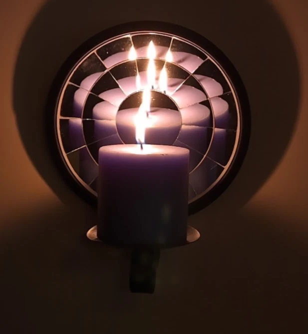 Pier 1 Mosaic Mirrored Wall Sconce ~ Black Metal Holder for 3" Pillar Candle - Image 2 of 4