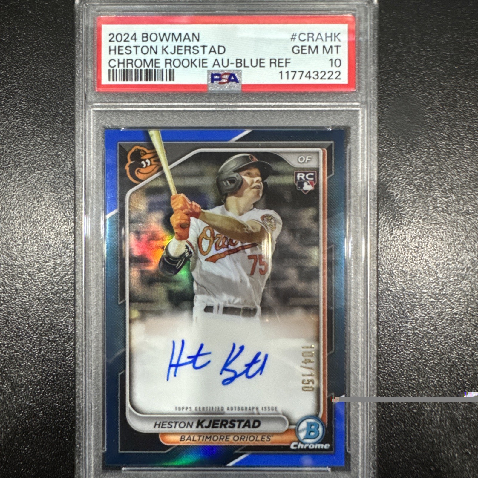 2024 Bowman Chrome Heston Kjerstad Rookie Auto Blue Refractor /150 PSA 10