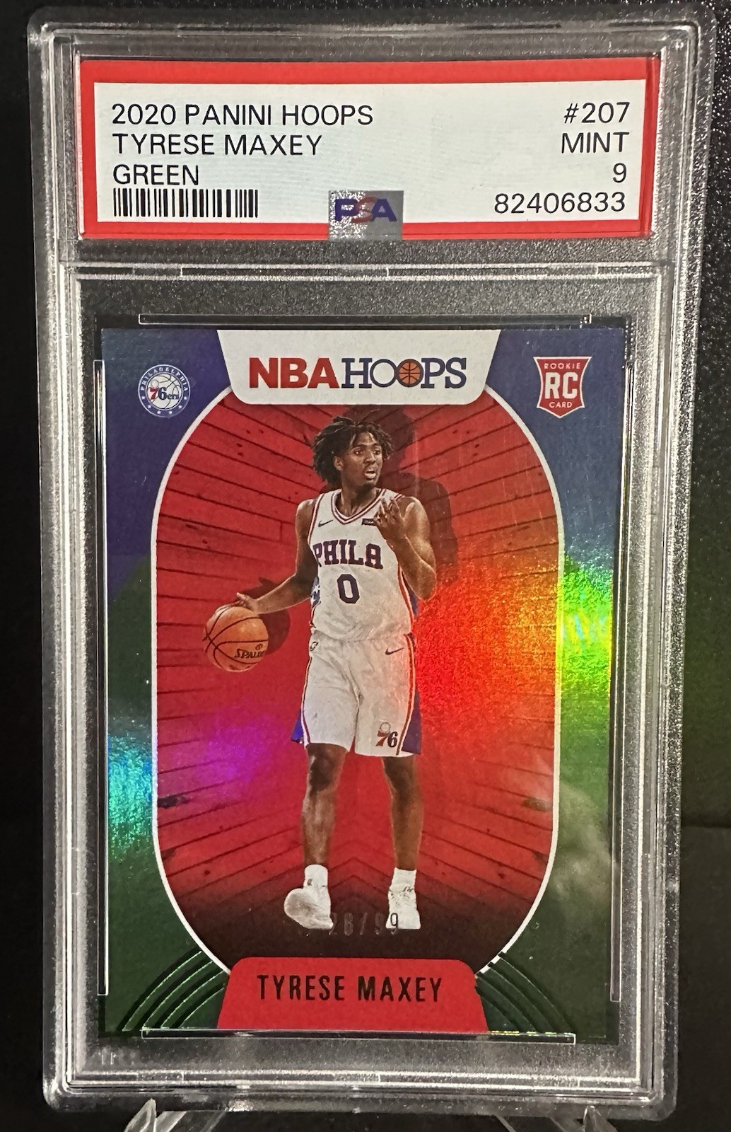 🔥SSP #/99 Green RC🔥PSA 9 MINT 2020 Hoops Tyrese Maxey #207 RC 76ers Pop 4 🔥📈