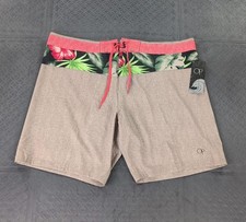 Ocean Pacific Board Shorts Opflex 4-Way Stretch Floral Khaki Men Size 40 XL