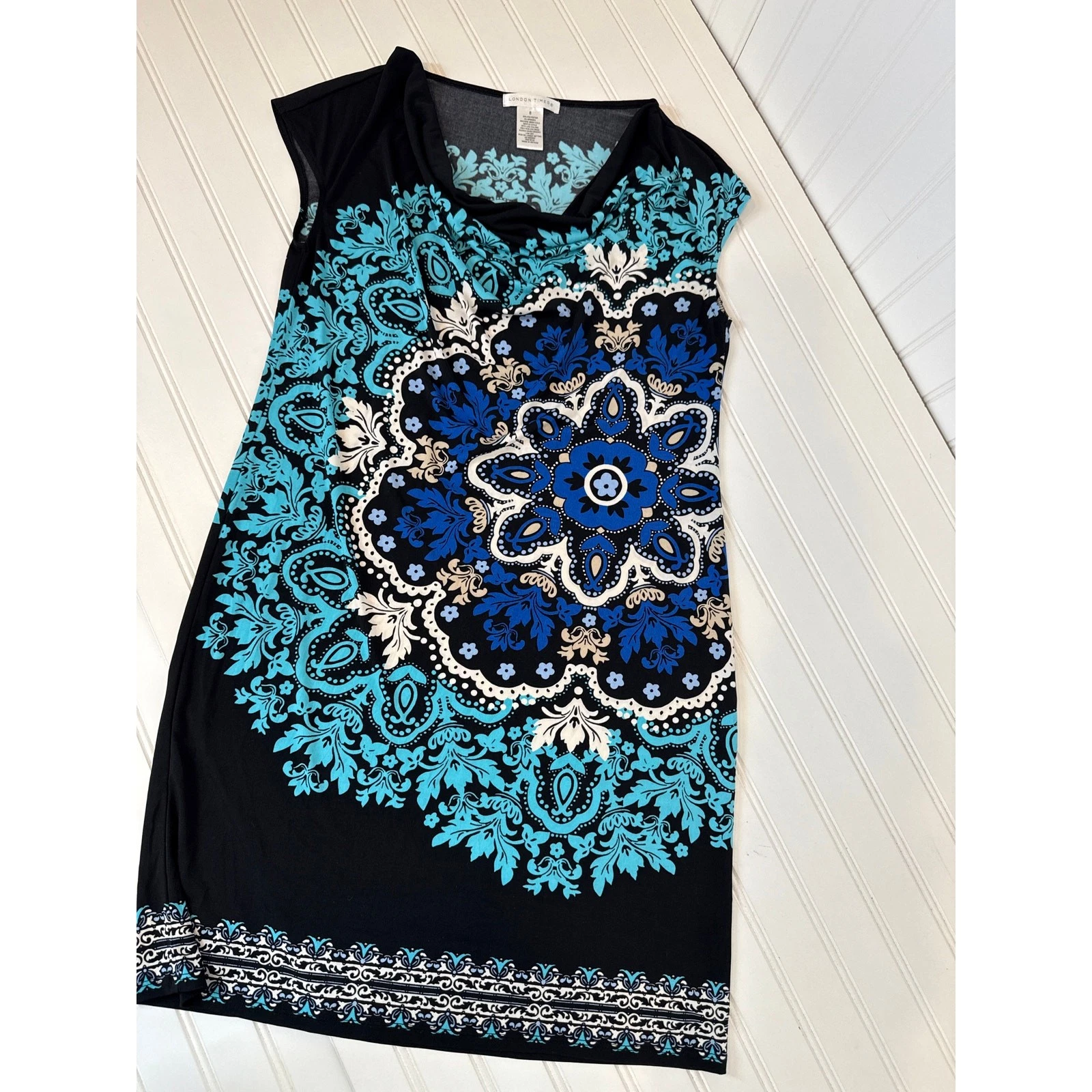 Abito tubino London Times scollo a cappuccio e tubino a righe Alyx taglia 8