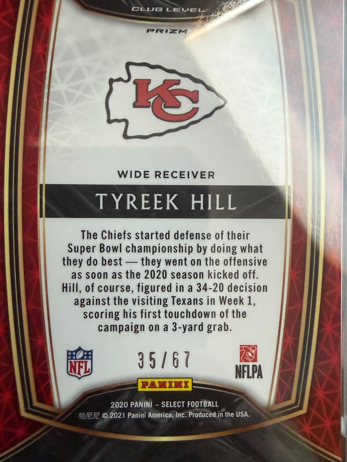 2020 Panini Select Tyreek Hill Dragon Scale Prizm PSA MINT 9 **POP 3**35/67 view 3
