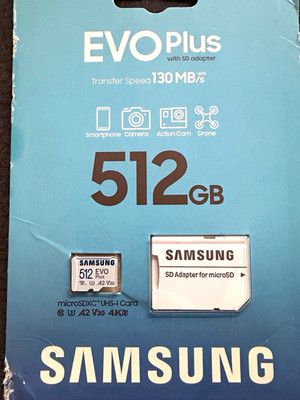 Samsung EVO Plus 512GB microSDXC UHS-I U3 mit SD-Adapter, wasserfest