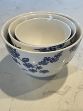 Portobello By Inspire Set of 3 Nesting Bowls Blue White Floral