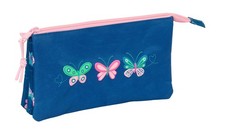 BLACKFIT8 BUTTERFLY   Triple Pencil Case, Children's Pencil Case, Ideal for Scho