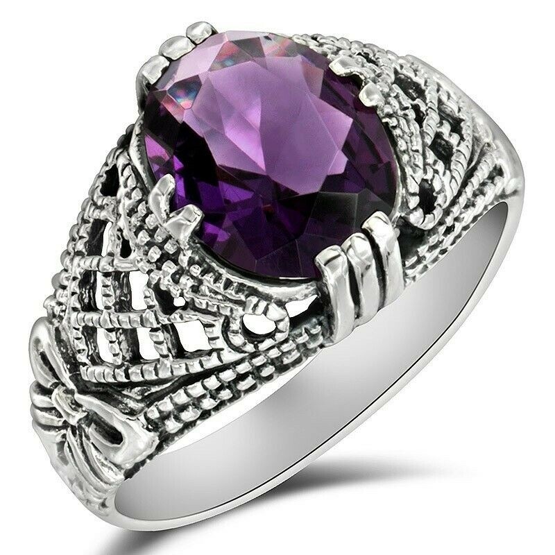 2CT  Amethyst 925 Solid Sterling Silver Ring Jewelry Sz 8