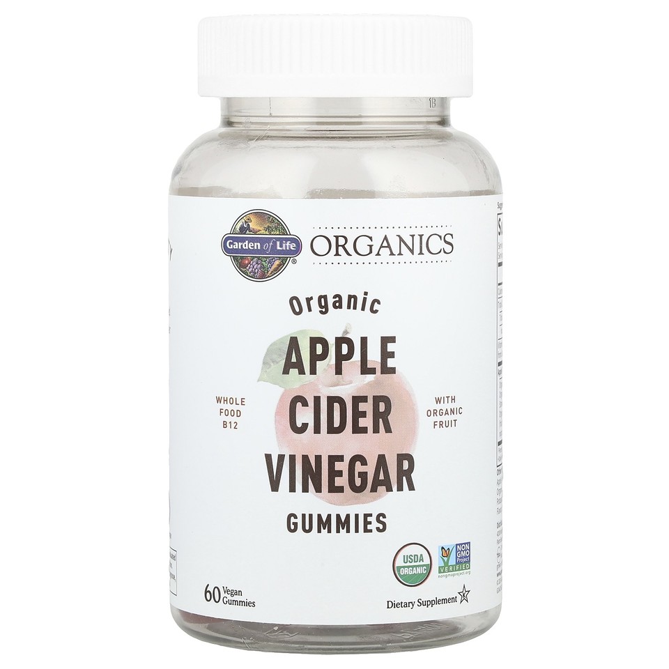 Organic Apple Cider Vinegar Gummies, 60 Vegan Gummies