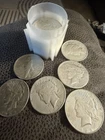 Lot: Roll of 20 US Peace Dollar $1 Coins, 90% Silver, Mixed Dates & Mint Marks