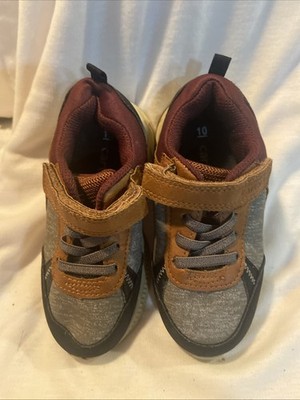Carter's Boys Sneakers, Size 10M US Gray/Tan/Blue/Maroon, Hook & Loop Closure