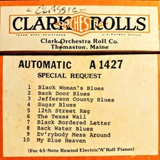 Clark A-Roll 65-Note recut "1427" blues piano roll with great arrangement