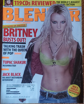 Blender Magazine April 2004 Britney Spears Cover, Illustrated Tupac, Jack Black