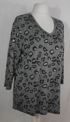 VIA APPIA DUE Feiner Pullover Pulli Grau Leo Glitzer Viskose Größe 46 WIE NEU!