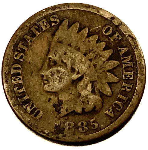 1885 (P) Indian Head Cent Good Penny Fine Details Condition One Cent - 2100