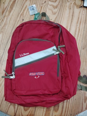 VINTAGE LL BEAN BACKPACK BOOKBAG 3 POCKET ZIP CLOSE BAG SCOTCHLITE COLLEGE RED