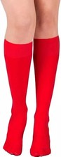 6 Pairs Womens Red Trouser Knee High Socks Stretchy Soft Thin Size 9-11