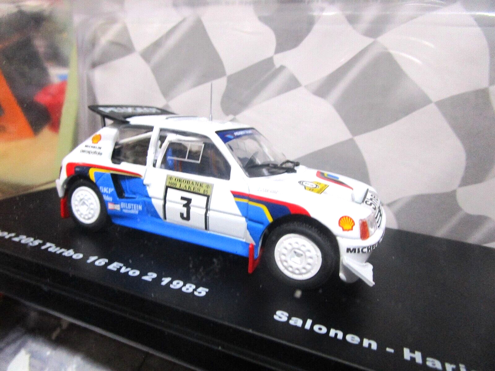 PEUGEOT 205 T16 Evo 2 Rallye 1000 Lakes 1985 3 Salonen Winner IXO Altaya 143