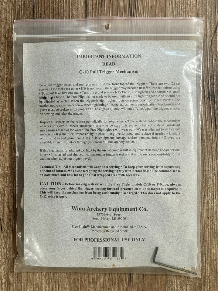 Winn Archery C-10 Free Flight Replacement Glove - X-Small - Right Hand - New - Image 4 of 4