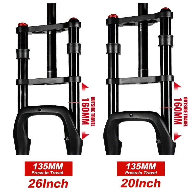 E-bike Air Supension Fork Double Shoulder MTB Snow Bike Front Fork 20/26*4.0inch - Image 4 of 4