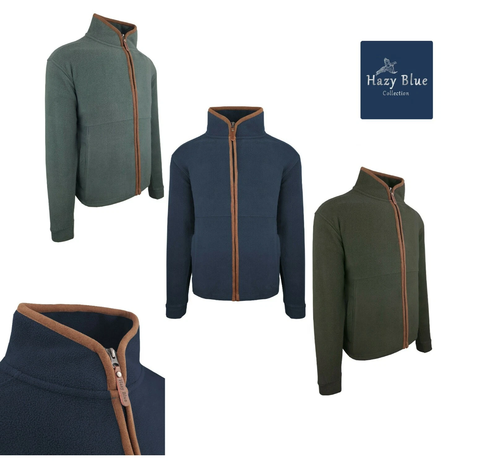 Hazy Blue Finley Mens Zip Up Fleece Jacket Coat Zip Pockets Smart Work Top