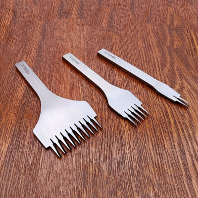 3,85 mm französischer Stil Leder Handwerk Stich Schnürung Stanzen Meißel Werkzeug Kit Pong 3 Stck.