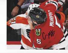CHICAGO BLACKHAWKS CONNOR MURPHY SIGNED FIGHT 8X10