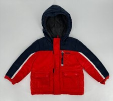 Vintage Oshkosh Bgosh Jacket 4T Hooded Color Block Fleece Lined Winter Retro 90s
