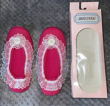Vtg Messer Kids Steps Girls Ballet Slippers Sz M 13-1 Fuschia Ruffle Stretch NIB