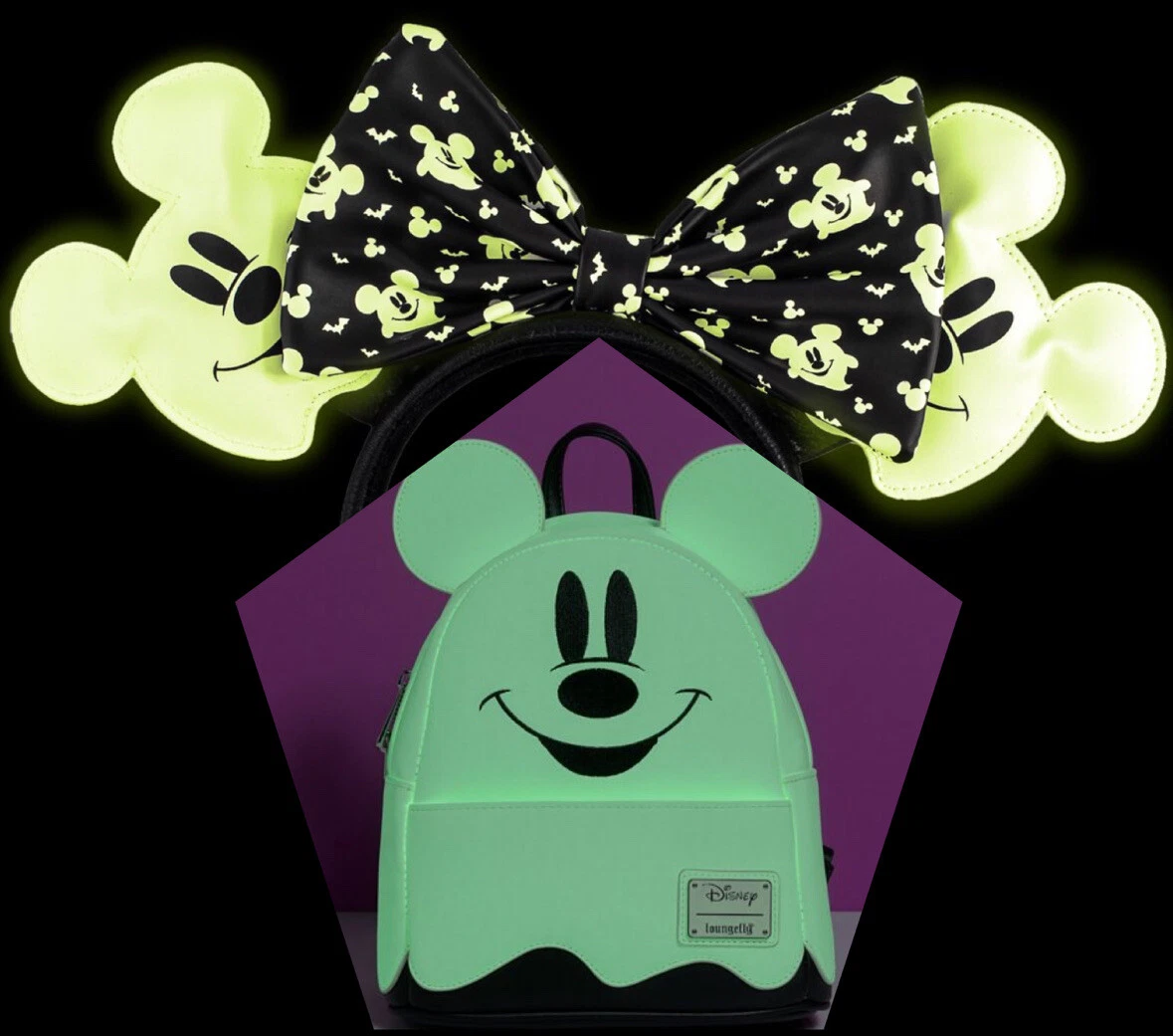 Disney Loungefly Ghost Mickey Glow in the Dark Bkpk/Ears ihet.ac.tz